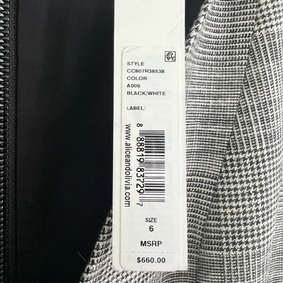 NWT Alice & Olivia BIRCH Houndstooth Sleeveless Formal Maxi Dress - Picture 8 of 14